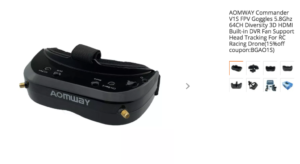 AOMWAY Commander V1S FPV Goggles 5.8Ghz 64CH Diversity 3D HDMI Built-in DVR Fan Support Head Tracking
