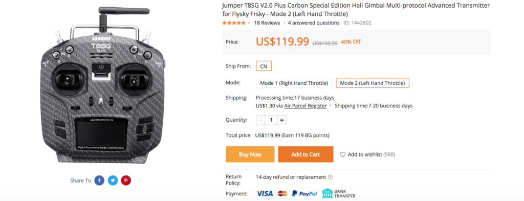 Jumper T8SG V2.0 Plus Carbon Special Edition Hall Gimbal Multi-protocol Advanced Transmitter 