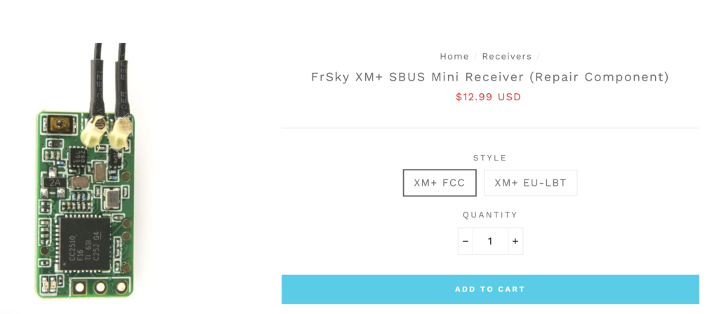 FrSky XM+ SBUS Mini Receiver (Repair Component)