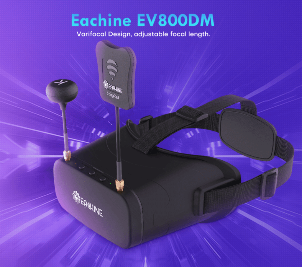 Eachine EV800DM Varifocal 5.8G 40CH Diversity FPV Goggles with HD DVR 3 Inch 900*600 Video Headset Build in 2000mAh Battery