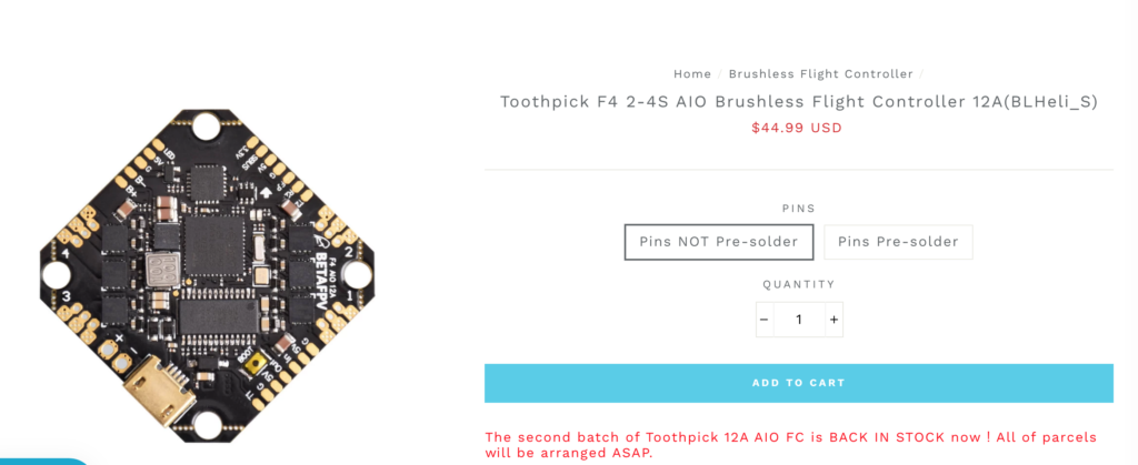 toothpick F4 2-4S AIO Brushless Flight Controller 12A(BLHeli_S)