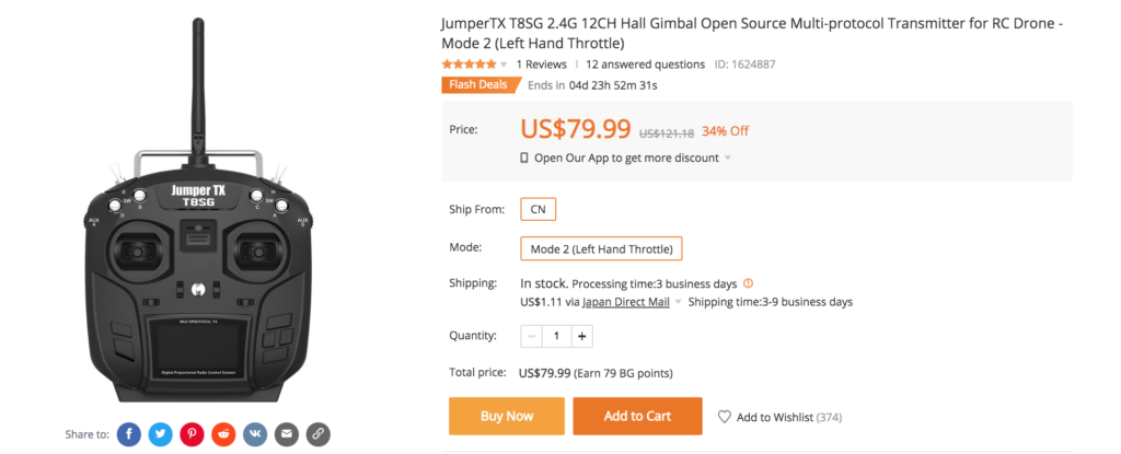 JumperTX T8SG 2.4G 12CH Hall Gimbal Open Source Multi-protocol Transmitter for RC Drone - Mode 2 (Left Hand Throttle)